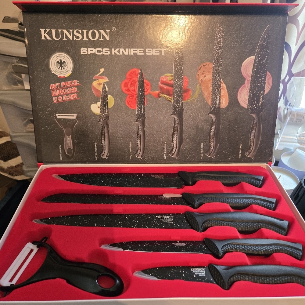 Kunsion 6-Piece Black Knife Set